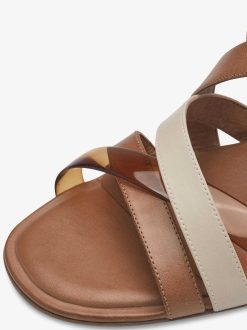 Tamaris Sandale A Talon En Cuir - Marron | Des Sandales