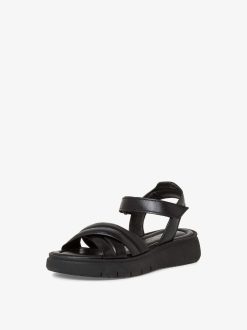 Tamaris Sandale A Talon En Cuir - Noir | Des Sandales