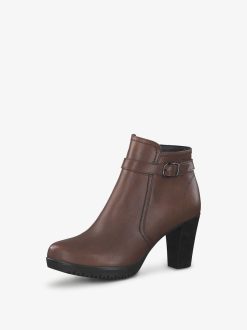 Tamaris Bottine En Cuir - Marron | Bottines