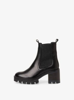 Tamaris Bottine Chelsea En Cuir - Noir | Bottines