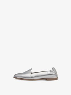 Tamaris Babouche En Cuir - Argent | Chaussures Basses Et Pantoufles