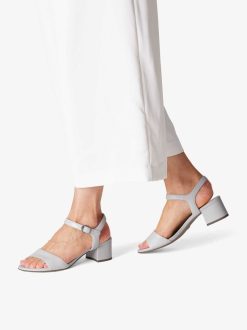 Tamaris Sandale A Talon En Cuir - Blanc | Des Sandales