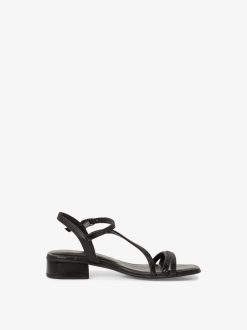 Tamaris Sandale A Talon En Cuir - Noir | Des Sandales