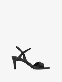 Tamaris Sandale A Talon En Cuir - Noir | Des Sandales