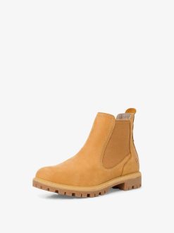 Tamaris Bottine Chelsea En Cuir - Jaune | Bottines