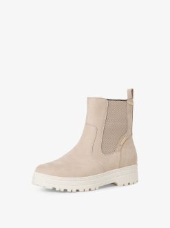 Tamaris Bottine En Cuir - Beige | Bottines