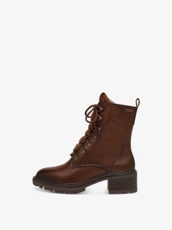 Tamaris Bottine En Cuir - Doublure Chaude Marron | Bottines