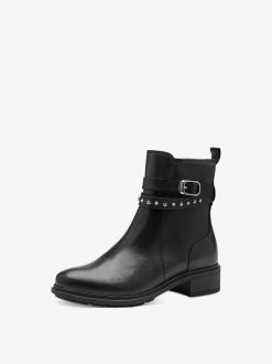 Tamaris Bottine En Cuir - Noir | Bottines