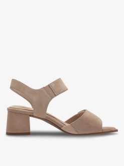 Tamaris Sandale A Talon En Cuir - Marron | Des Sandales