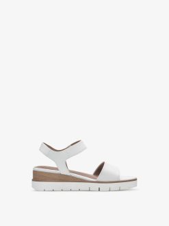 Tamaris Sandale A Talon En Cuir - Blanc | Des Sandales