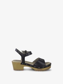 Tamaris Sandale A Talon En Cuir - Noir | Des Sandales