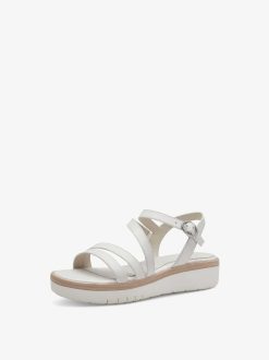 Tamaris Sandale A Talon En Cuir - Blanc | Des Sandales