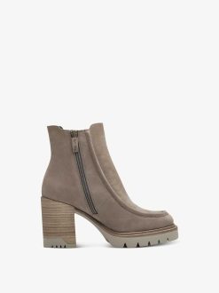 Tamaris Bottine En Cuir - Beige | Bottines