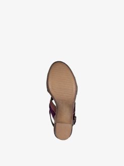 Tamaris Sandale A Talon En Cuir - Rose | Des Sandales