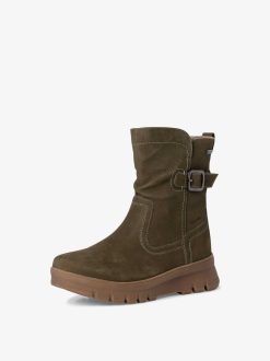 Tamaris Bottine En Cuir - Vert | Bottines