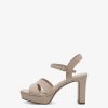 Tamaris Sandale A Talon En Cuir - Beige | Des Sandales