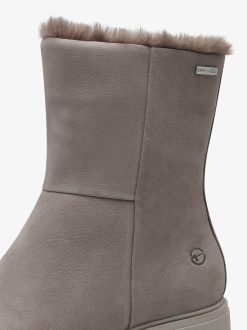 Tamaris Bottine En Cuir - Doublure Chaude Beige | Bottines