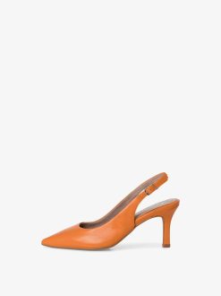 Tamaris Escarpins A Bride En Cuir - Orange | Pompes