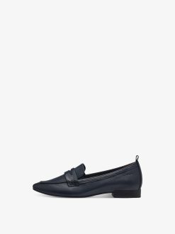 Tamaris Babouche En Cuir - Bleu | Chaussures Basses Et Pantoufles