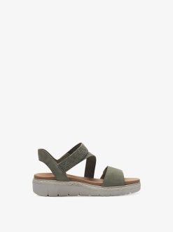 Tamaris Sandale A Talon En Cuir - Vert | Des Sandales