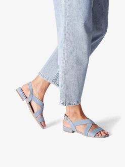 Tamaris Sandale En Cuir - Bleu | Des Sandales