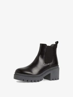 Tamaris Bottine Chelsea En Cuir - Noir | Bottines