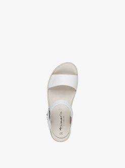 Tamaris Sandale A Talon En Cuir - Blanc | Des Sandales