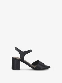 Tamaris Sandale A Talon En Cuir - Noir | Des Sandales