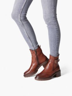 Tamaris Bottine Chelsea En Cuir - Marron | Bottines