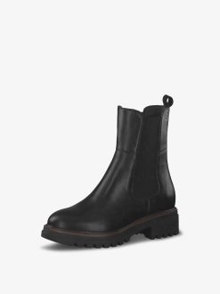 Tamaris Bottine Chelsea En Cuir - Noir | Bottines