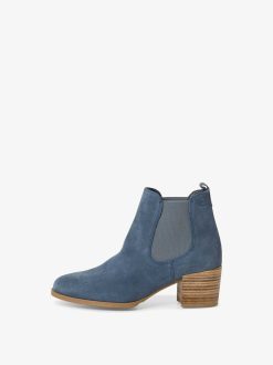 Tamaris Bottine Chelsea En Cuir - Bleu | Bottines