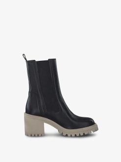 Tamaris Bottine Chelsea En Cuir - Noir | Bottines