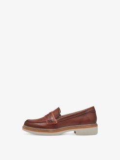 Tamaris Babouche En Cuir - Marron | Chaussures Basses Et Pantoufles