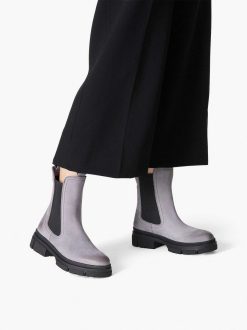 Tamaris Bottine Chelsea En Cuir - Gris | Bottines