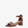 Tamaris Sandale A Talon En Cuir - Marron | Des Sandales