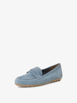 Tamaris Mocassin En Cuir - Bleu | Chaussures Basses Et Pantoufles