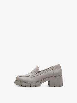 Tamaris Babouche En Cuir - Gris | Chaussures Basses Et Pantoufles