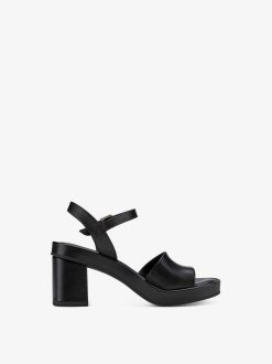 Tamaris Sandale A Talon En Cuir - Noir | Des Sandales