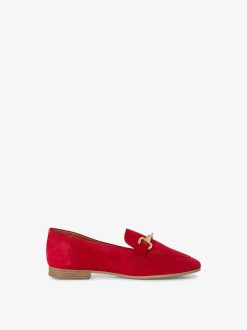 Tamaris Babouche En Cuir - Rouge | Chaussures Basses Et Pantoufles