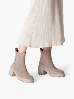 Tamaris Bottine Chelsea En Cuir - Beige | Bottines