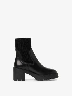 Tamaris Bottine Chelsea En Cuir - Noir | Bottines