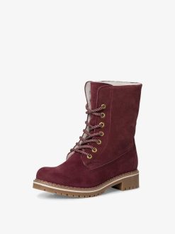 Tamaris Bottine En Cuir - Doublure Chaude Rouge | Bottines