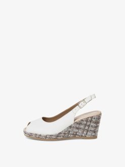 Tamaris Sandale A Talon En Cuir - Blanc | Des Sandales