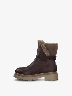 Tamaris Bottine En Cuir - Doublure Chaude Marron | Bottines