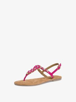 Tamaris Sandale En Cuir - Rose | Des Sandales