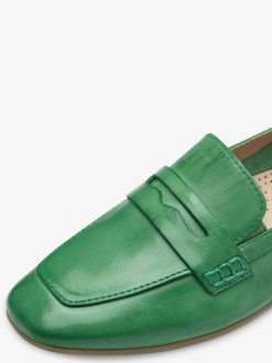 Tamaris Babouche En Cuir - Vert | Chaussures Basses Et Pantoufles