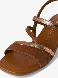 Tamaris Sandale A Talon En Cuir - Marron | Des Sandales