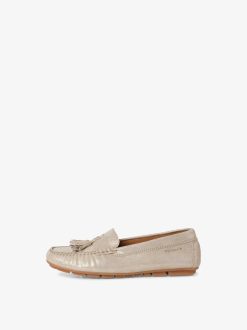 Tamaris Mocassin En Cuir - Beige | Chaussures Basses Et Pantoufles