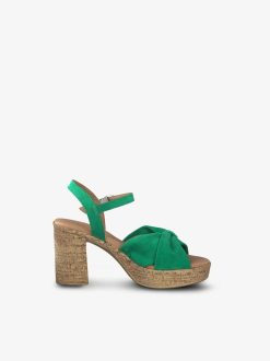 Tamaris Sandale A Talon En Cuir - Vert | Des Sandales