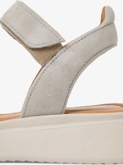 Tamaris Sandale A Talon En Cuir - Beige | Des Sandales